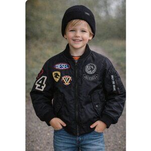 Diesel‎ Kids Black Puffer Jacket with Patches